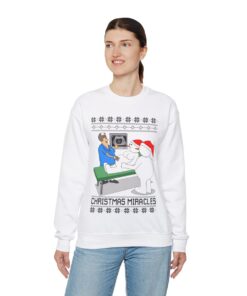 Alternative view of Christmas Miracles Snowman Ugly Christmas Sweatshirt Womens