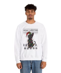 Meowy Christmas Cat Christmas Sweatshirt Ugly