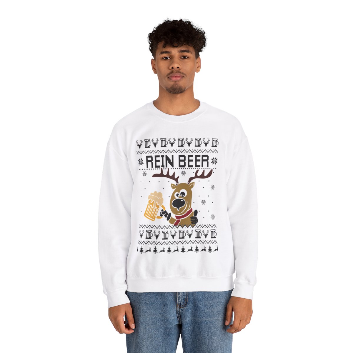 Rein Beer Reindeer Christmas Sweatshirt For Men 2 Rein Beer Reindeer Christmas Sweatshirt For Men - Image 2