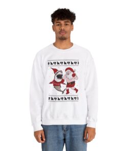 Alternative view of Santa Fighting Shark Ugly Xmas Sweatshirt