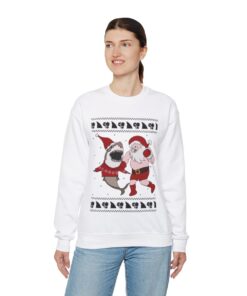 Alternative view of Santa vs Shark Ugly Christmas Sweatshirt Womens