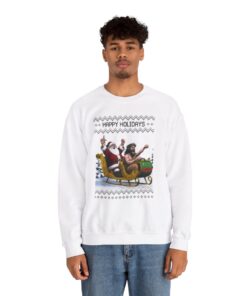 Alternative view of Happy Holidays Santa Jesus Ugly Xmas Sweatshirt