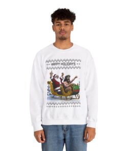 Alternative view of Happy Holidays Santa Jesus Christmas Sweatshirt For Men