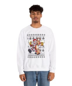 Alternative view of Elk and Santa Claus Ugly Xmas Sweatshirt