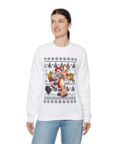 Alternative view of Elk and Santa Claus Ugly Christmas Sweatshirt Womens