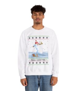 Alternative view of Snowman Playing Baseball Christmas Sweatshirt For Men