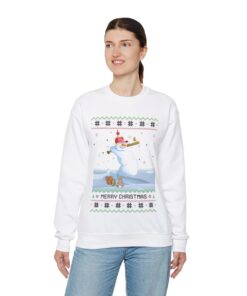 Alternative view of Snowman Playing Baseball Ugly Christmas Sweatshirt Womens
