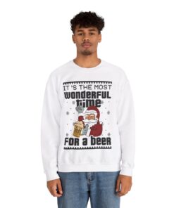 Alternative view of Santa Drinking Beer Christmas Sweatshirt For Men