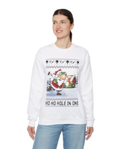 Alternative view of Santa Playing Golf Ugly Christmas Sweatshirt Womens
