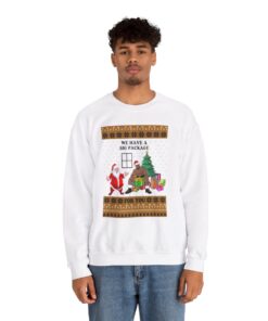Alternative view of We Have a Big Package Meme Barry Wood Santa Ugly Xmas Sweatshirt