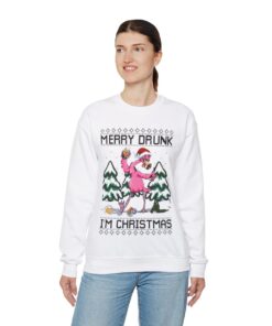 Alternative view of Funny Drunk Flamingo Ugly Christmas Sweatshirt For Women