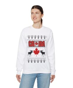 Alternative view of Canada Maple Leaves Ugly Christmas Sweatshirt Womens