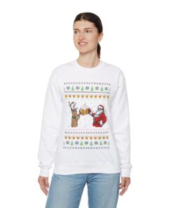Alternative view of Drinking Beer Funny Women's Ugly Christmas Sweatshirt