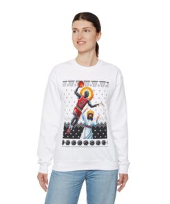 Alternative view of Michael Jordan Dunking Jesus Basketball Ugly Christmas Sweatshirt Womens