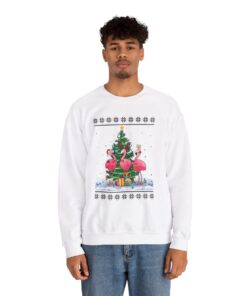 Alternative view of Merry Christmas Flamingo Ugly Xmas Sweatshirt