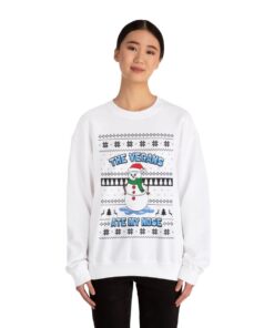 Alternative view of The Vegans Eat My Nose Snowman Ugly Christmas Sweatshirt Womens