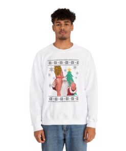 Alternative view of Santa With Sexy Girl Naughty Ugly Christmas Sweatshirts For Mens