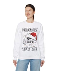 Alternative view of Dead Inside Skeleton Jolly AF Funny Skeleton Ugly Christmas Sweatshirt Womens