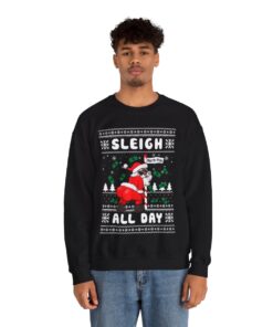 Santa Sleigh All Day Naughty Christmas Sweatshirt For Men