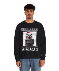 Raccoon Mug Shot Christmas Sweatshirt For Men