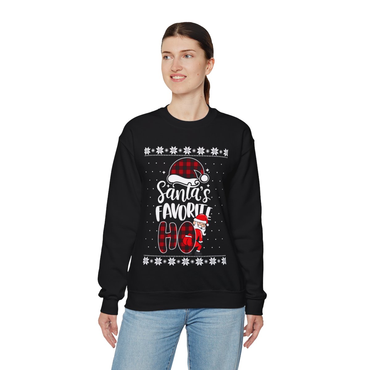 Santa Favorite HO Ugly Christmas Sweatshirt Womens 3 Santa Favorite HO Ugly Christmas Sweatshirt Womens - Image 3