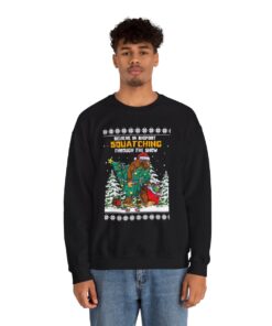Alternative view of Bigfoot Squatching Through The Snow Ugly Xmas Sweatshirt