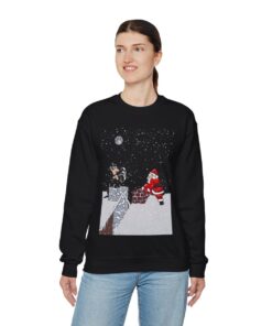 Santa Met The Thief On Chimney Ugly Christmas Sweatshirt Womens 9