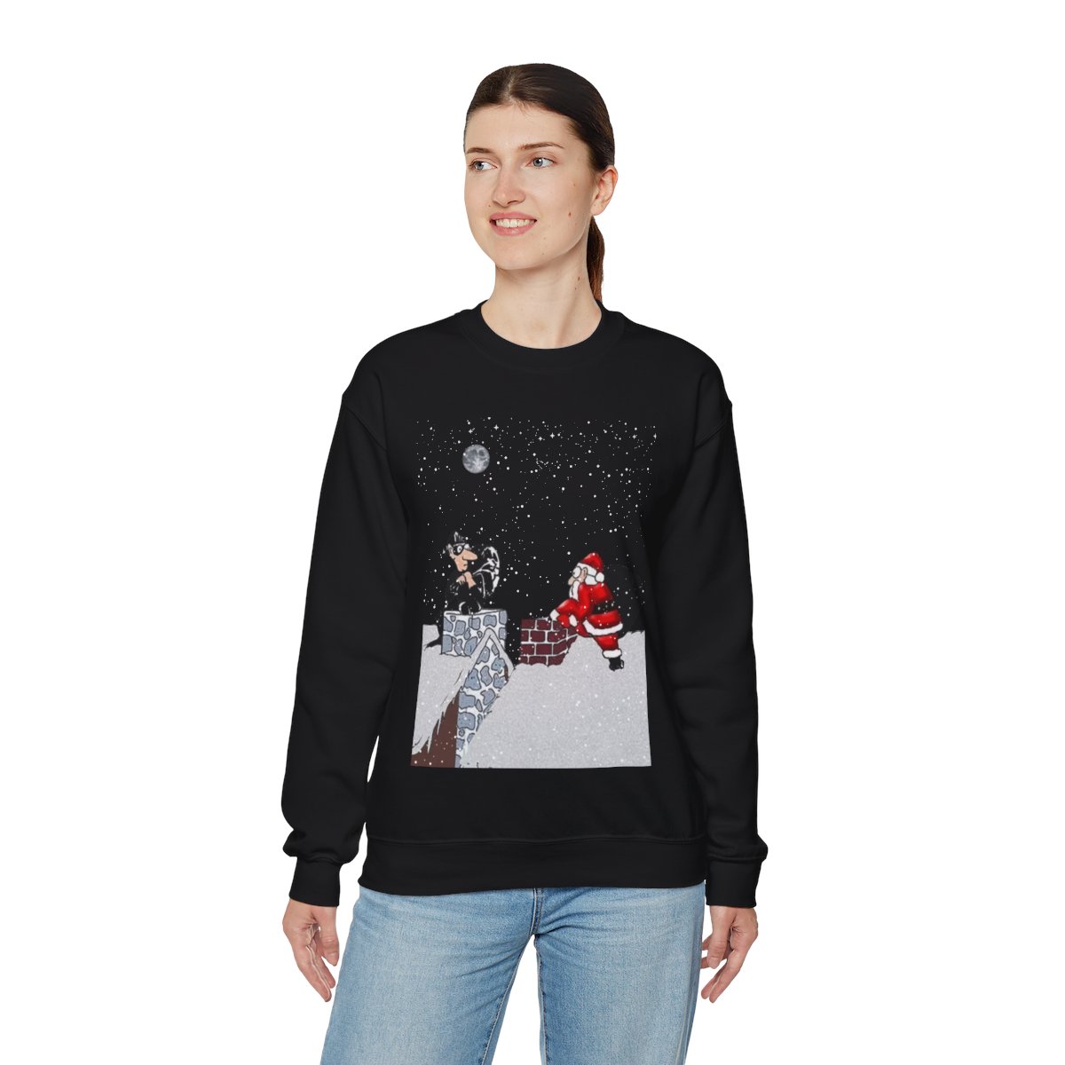 Santa Met The Thief On Chimney Ugly Christmas Sweatshirt Womens 3 Santa Met The Thief On Chimney Ugly Christmas Sweatshirt Womens - Image 3