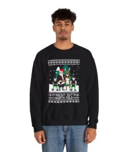 Alternative view of Straight Outta North Pole Christmas Sweatshirt Ugly