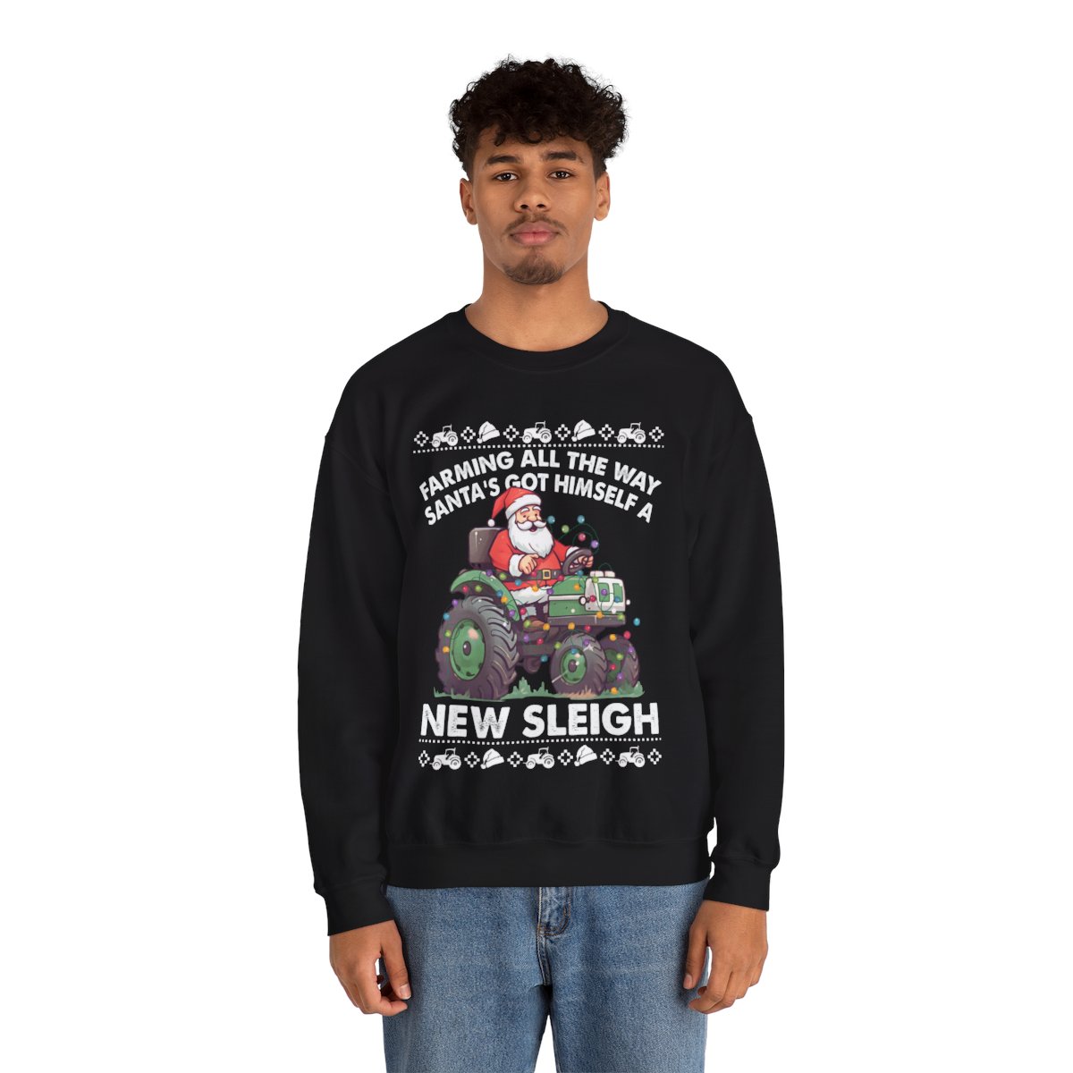 Santa Farm Truck Christmas Sleigh Christmas Sweatshirt For Men 1 Santa Farm Truck Christmas Sleigh Christmas Sweatshirt For Men