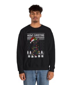 Alternative view of Meowy Christmas Cat Christmas Sweatshirt Ugly