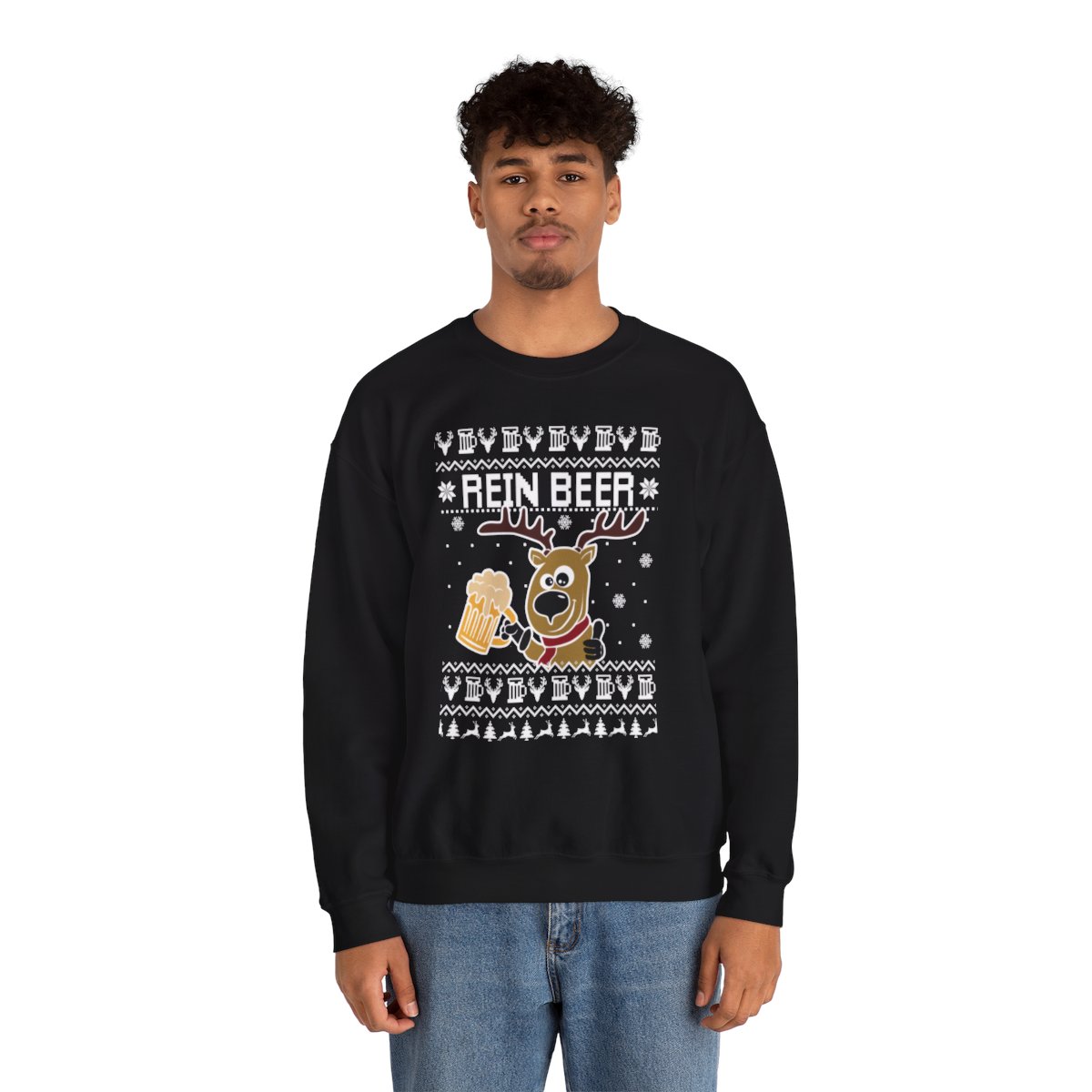 Rein Beer Reindeer Ugly Xmas Sweatshirt 3 Rein Beer Reindeer Ugly Xmas Sweatshirt - Image 3