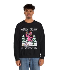Funny Drunk Flamingo Christmas Sweatshirt For Men