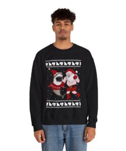 Santa vs Shark Christmas Sweatshirt For Men