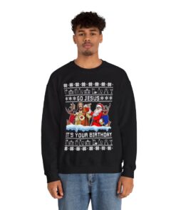 Alternative view of Jesus Birthday Christmas Sweatshirt For Men