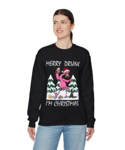 Funny Drunk Flamingo Ugly Christmas Sweatshirt Womens 9