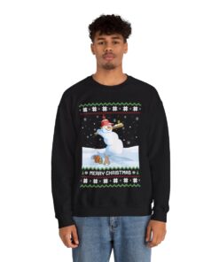 Snowman Playing Baseball Christmas Sweatshirt For Men