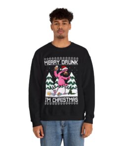 Merry Drunk I’m Christmas Flamingo Christmas Sweatshirt For Men