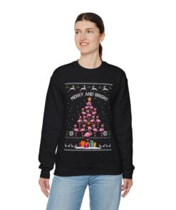 Flamingo Christmas Tree Ugly Christmas Sweatshirt Womens 9