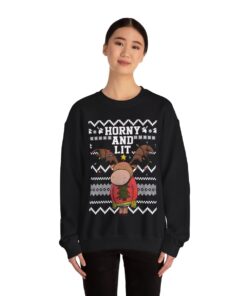 Alternative view of Horny Moose Ugly Xmas Sweatshirt