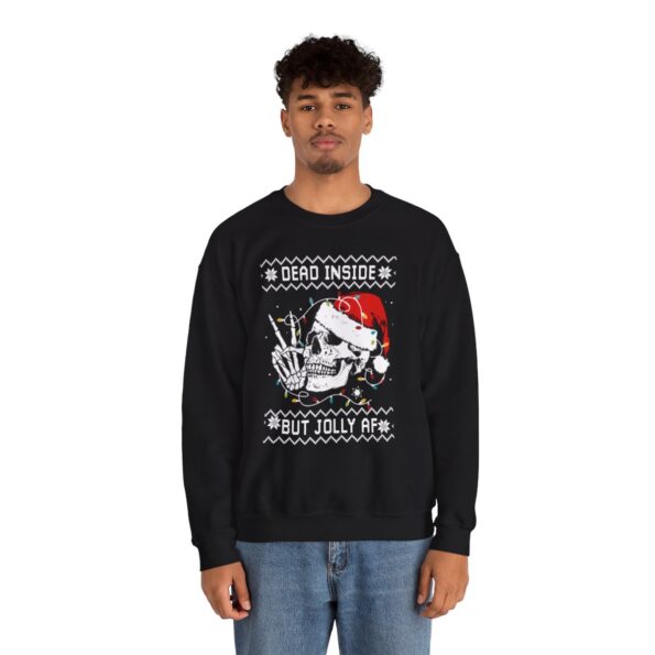 Dead Inside Skeleton Jolly AF Funny Skeleton Ugly Xmas Sweatshirt