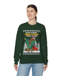 Bigfoot Christmas Tree Ugly Christmas Sweatshirt Womens