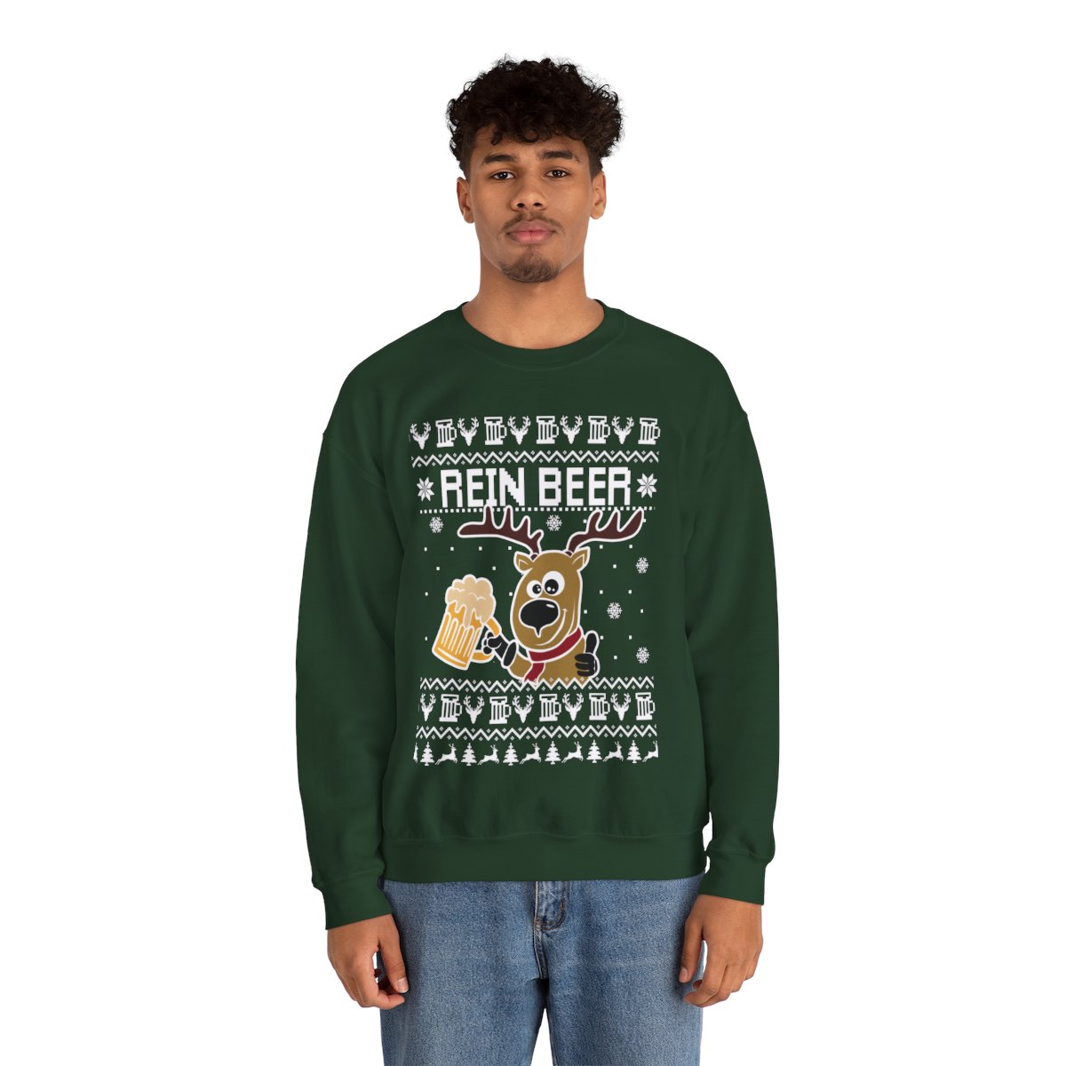 Rein Beer Reindeer Christmas Sweatshirt For Men 3 Rein Beer Reindeer Christmas Sweatshirt For Men - Image 3