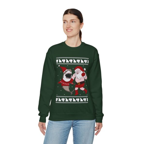 Santa vs Shark Ugly Christmas Sweatshirt Womens