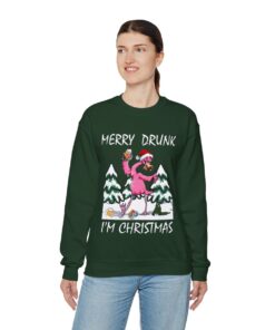 Funny Drunk Flamingo Ugly Christmas Sweatshirt Womens 10