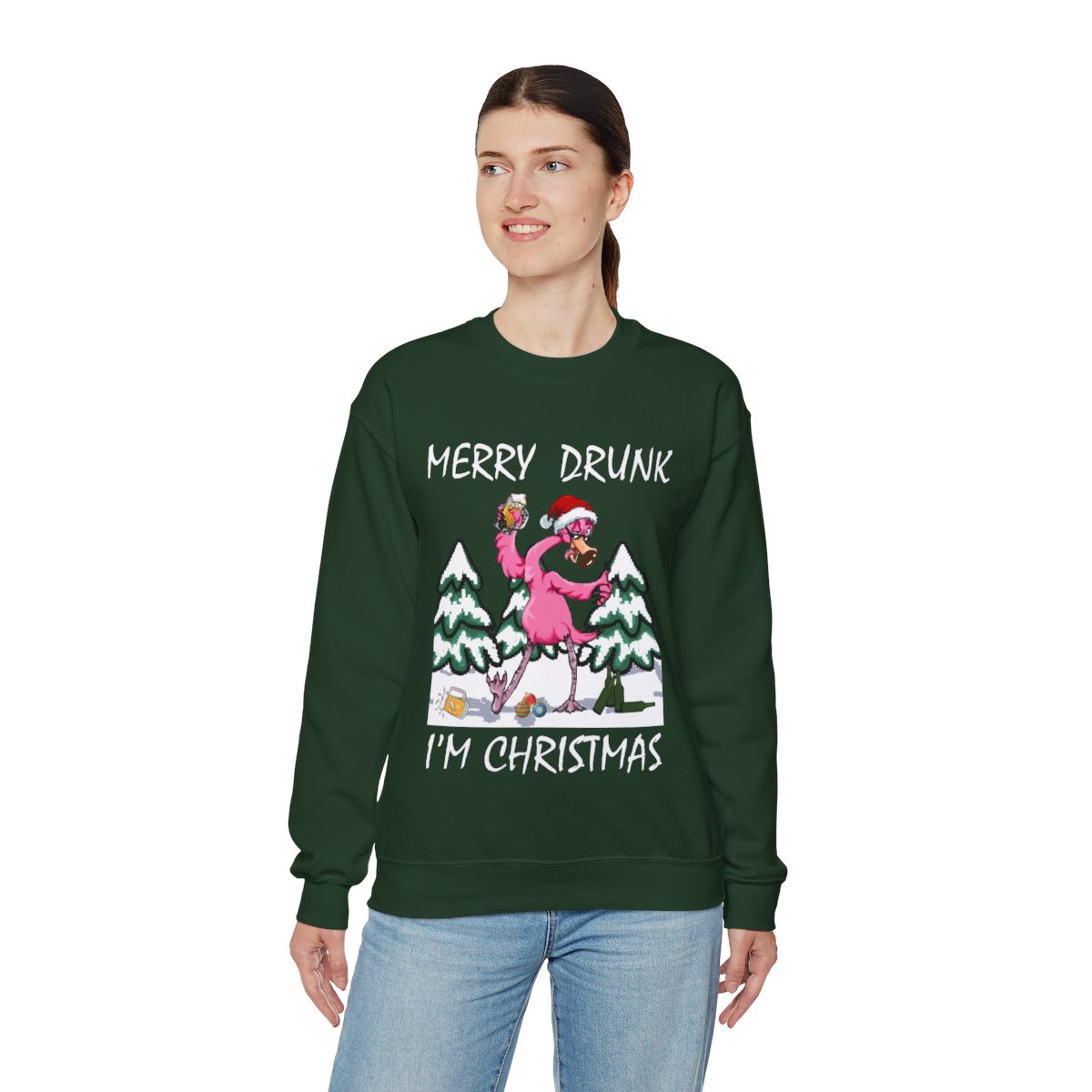Funny Drunk Flamingo Ugly Christmas Sweatshirt Womens 4 Funny Drunk Flamingo Ugly Christmas Sweatshirt Womens - Image 4