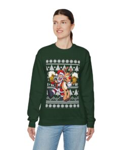 Elk and Santa Claus Ugly Christmas Sweatshirt Womens