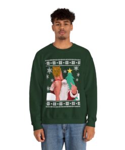 Alternative view of Santa With Sexy Girl Christmas Sweatshirt Ugly