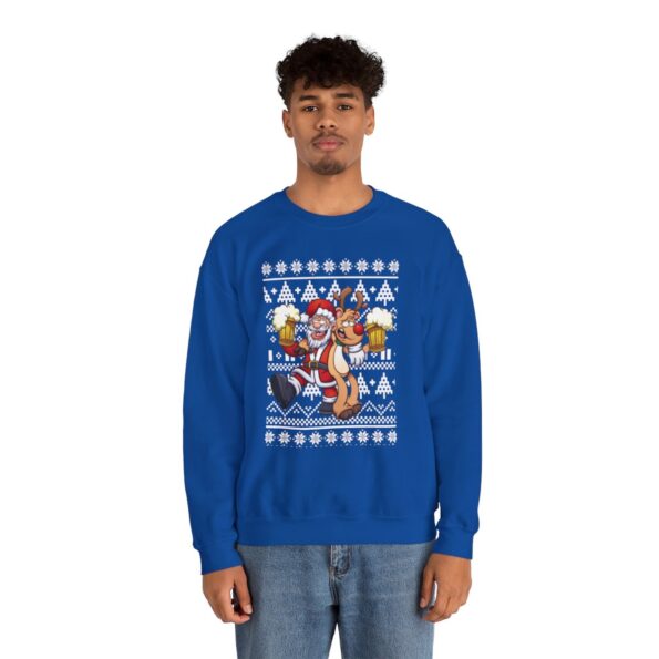 Elk and Santa Claus Ugly Xmas Sweatshirt