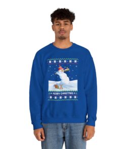 Snowman Playing Baseball Ugly Xmas Sweatshirt
